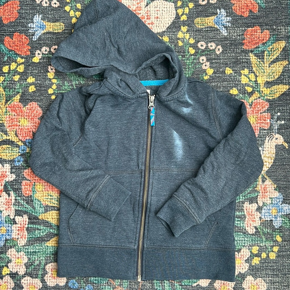 Crewcuts Heathered Navy Blue Zip Up Hooded Sweatshirt, Size 4-5